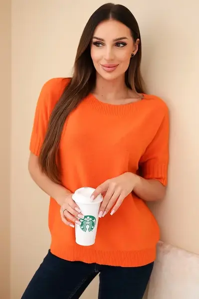 Dámsky oversized sveter s krátkym rukávom