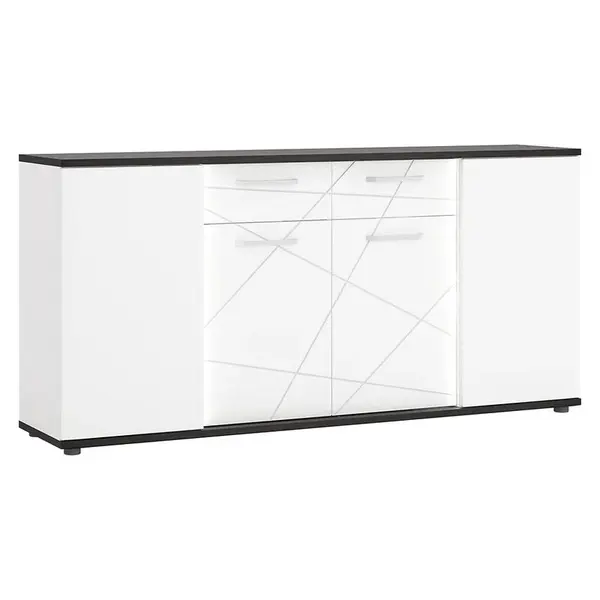 Komoda Venezia VENK02 4D2S biela alpská/dub vicenza čierna/mdf biela L