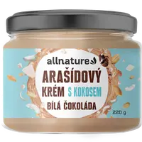 ALLNATURE Arašídový krém s bílou čokoládou a kokosem 220 g