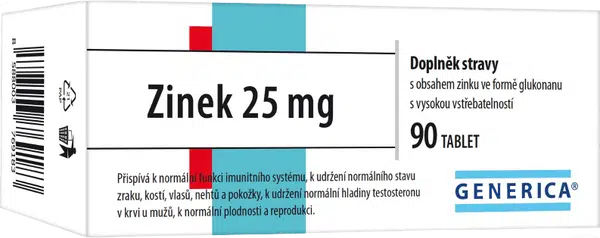 GENERICA Zinek 25 mg 90 tablet