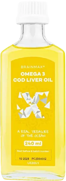 BRAINMAX Omega 3, Olej z tresčích jater, citrón 240 ml