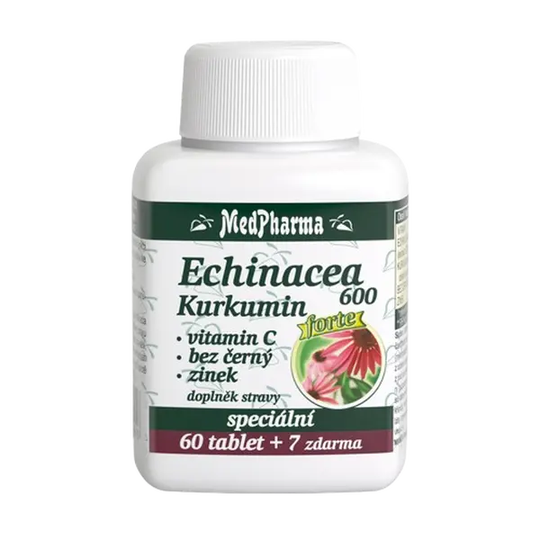 MEDPHARMA Echinacea 600 FORTE +Kurkumin+Vitamin C +Černý bez+Zinek 67 tablet
