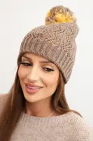 Dámska zimná čiapka s brmbolcom K467 mocha