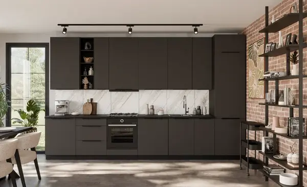 Kuchyňská linka 390 cm Aria 2 - Černá + GR Graphite AFM