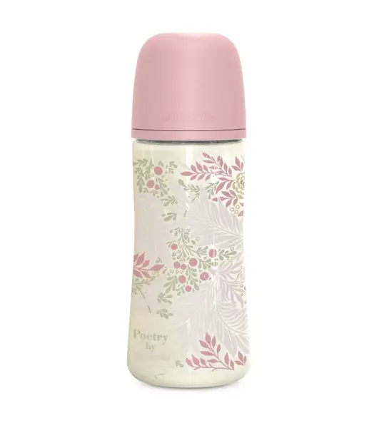 Suavinex Poetry Kojenecká láhev fyziologický průtok L 6m+ 1 ks růžová