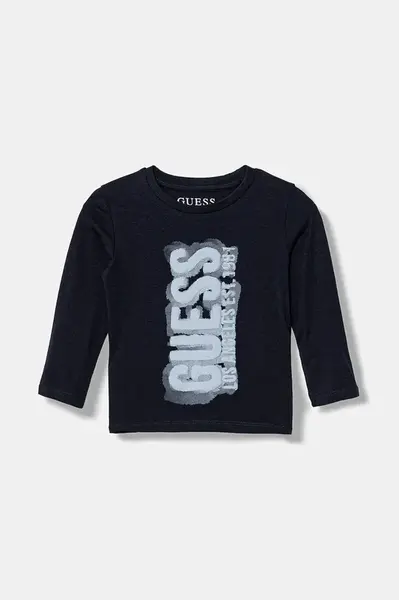 Dětské bavlněné tričko s dlouhým rukávem Guess