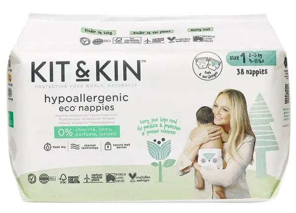 KIT & KIN Eko plenky, velikost 1 38 ks