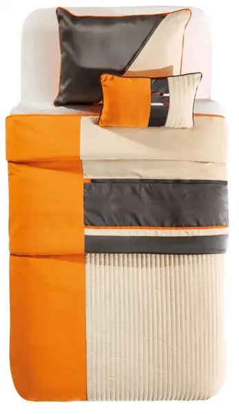 Přehoz na postel 120cm orange - béžová/oranžová/šedá