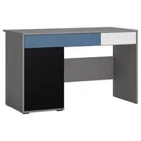 Psací stůl Laser LASB01B 1D2S šedá platina/černá perla/bílý alpský/modrá