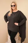Kesi Dámská tunika Plus Size z bavlny s asymetrickým spodem hnědá