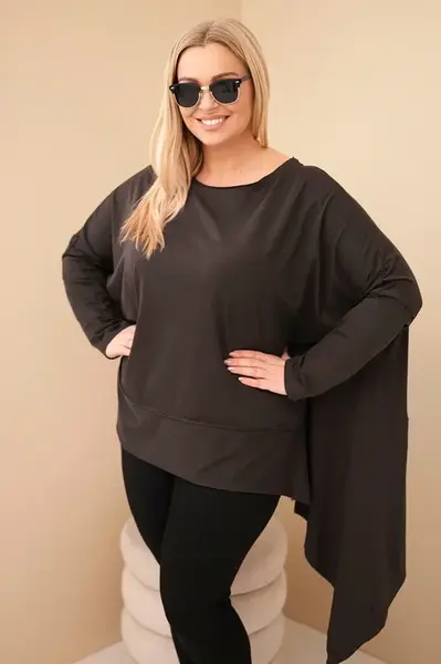 Kesi Dámská tunika Plus Size z bavlny s asymetrickým spodem hnědá