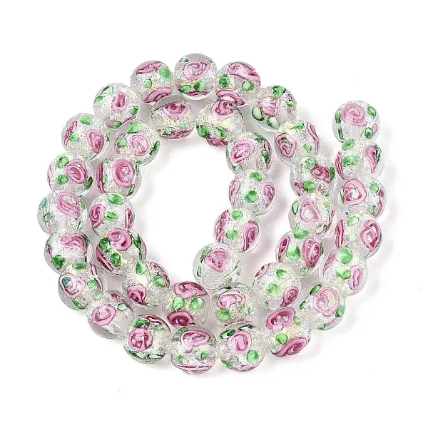 Handmade Foil Lampwork Beads Strands