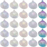 50Pcs 5 Colors UV Plating Iridescent Transparent Plastic Pendants
