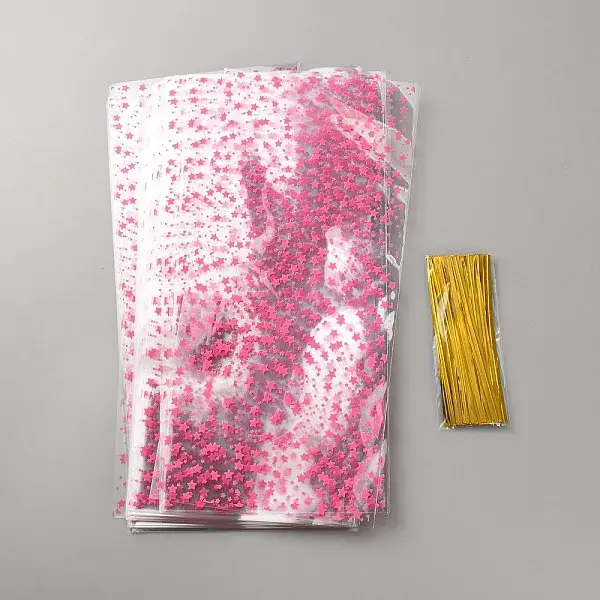 100Pcs Star Printed OPP Cellophane Candy Packaging Bags