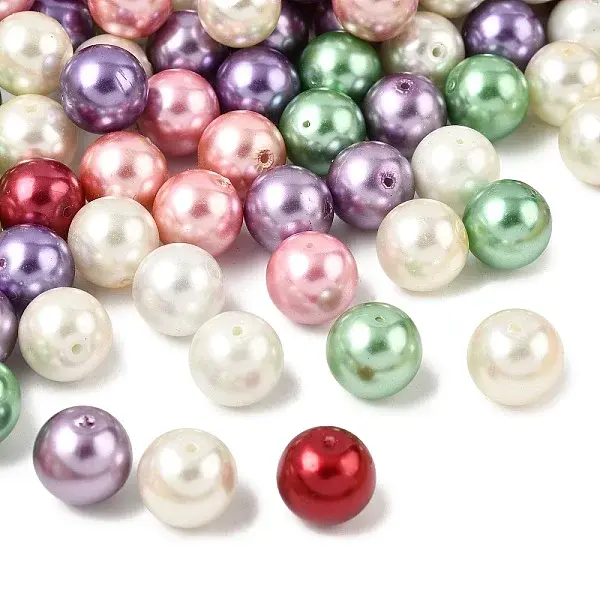 Baking Painted Pearlized Glass Pearl Round Beads