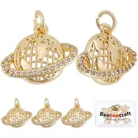 10Pcs Brass Micro Pave Clear Cubic Zirconia Charms
