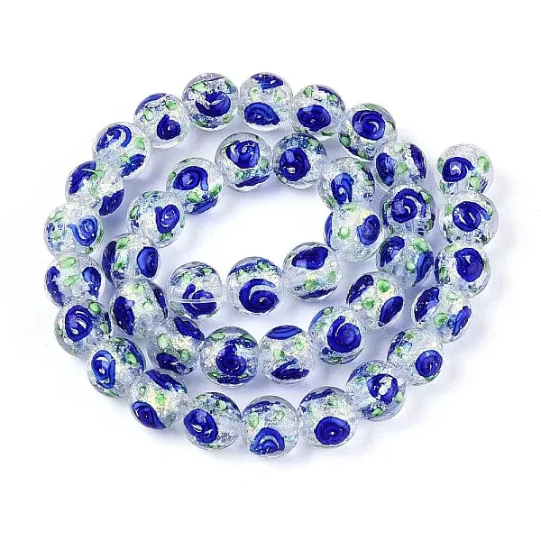 Handmade Foil Lampwork Beads Strands