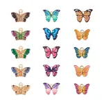 30Pcs 15 Style Light Gold Alloy Enamel Pendants