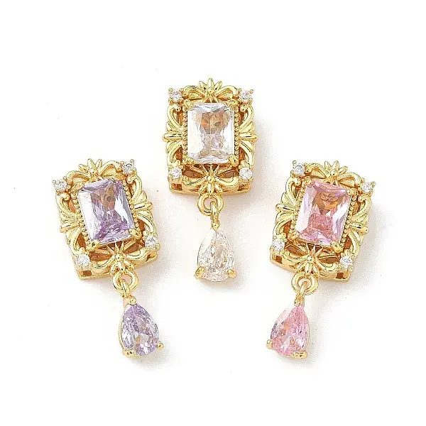 Brass Micro Pave Cubic Zirconia Beads