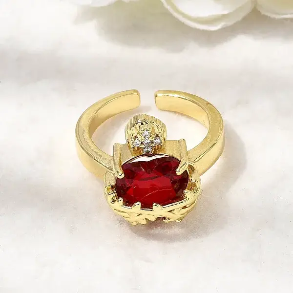 Brass Micro Pave Cubic Zirconia Open Cuff Rings