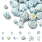 24Pcs 12 Styles Blue Color Theme Handmade Porcelain Beads