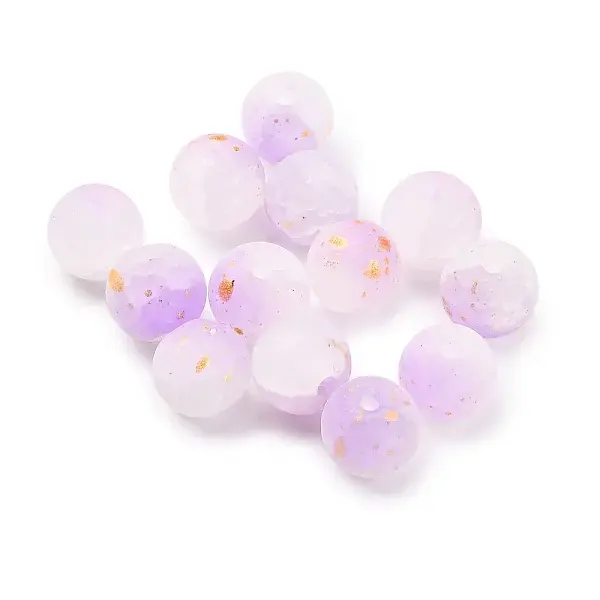 Frosted Baking Painted Crackle Glass Beads with Glitter Powder