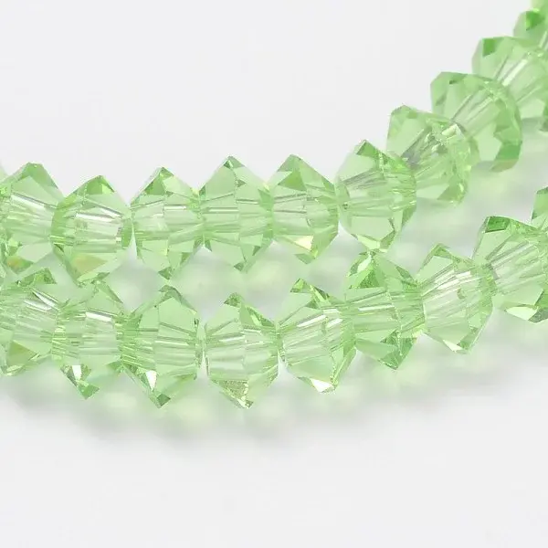 Faceted Bicone Transparent Glass Bead Strands