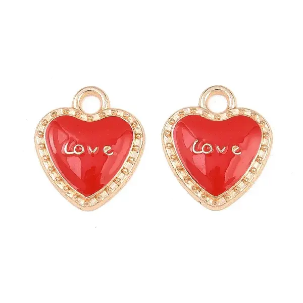 Red Love Heart Alloy Enamel Pendants