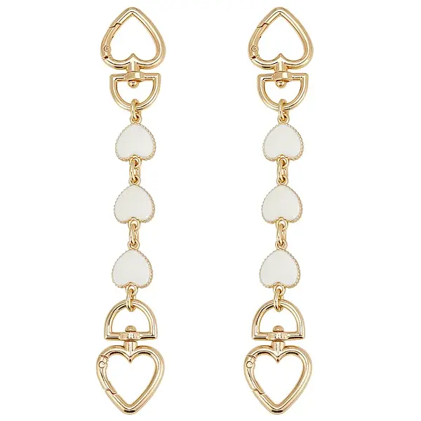 2Pcs Alloy Enamel Heart Bag Strap Extenders