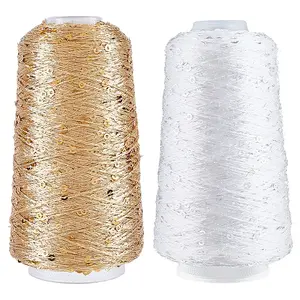 2 Rolls 2 Colors Polyester Sparkle Sequin Yarn