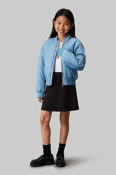 Dětská sukně Calvin Klein Jeans černá barva, mini, pouzdrová, IG0IG02784