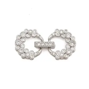 Brass Micro Pave Clear Cubic Zirconia Fold Over Clasps
