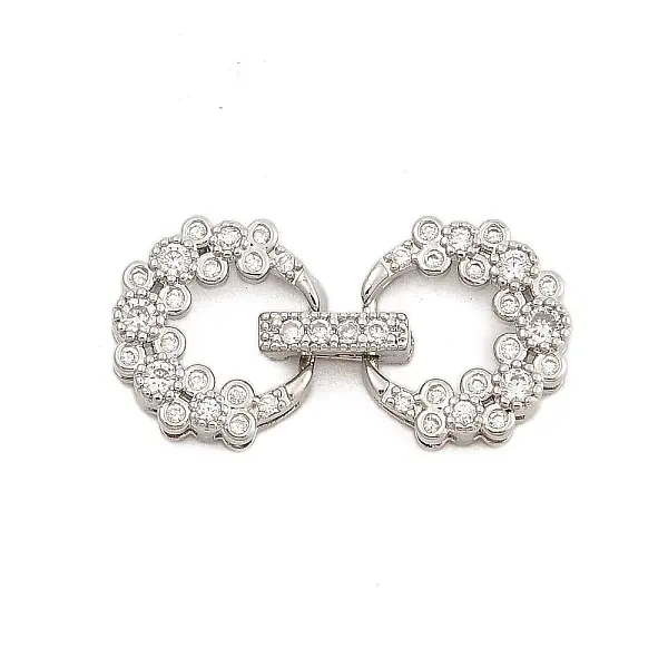 Brass Micro Pave Clear Cubic Zirconia Fold Over Clasps