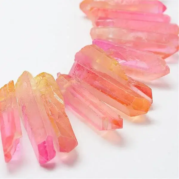 Electroplate Natural Quartz Crystal Beads Strands