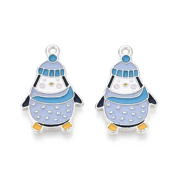 Rack Plating Alloy Enamel Penguin Pendants