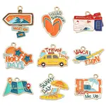 18Pcs 9 Styles Tourism Theme Alloy Enamel Pendants