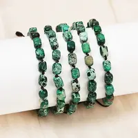 Dyed Natural Imperial Jasper Beads Braided Bead Bracelets for Men Women