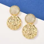 Brass Micro Pave Clear Cubic Zirconia Dangle Stud Earrings