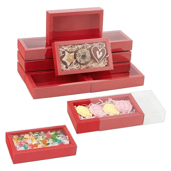 Foldable Paper Drawer Boxes with Clear Plastic Cover