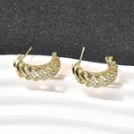 Brass Micro Pave Clear Cubic Zirconia Stud Earrings