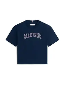 TOMMY HILFIGER Tričko 'VARSITY'  modrá / biela