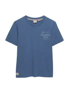 Superdry & Co Tričko  modrosivá / biela