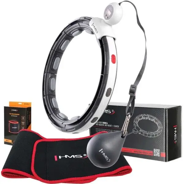 HMS SET HHM15 + BR163 Set masážnej obruče so závažím a zoštíhľujúcim pásom, čierna, veľkosť