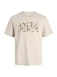 JACK & JONES Tričko 'JJEJeff'  krémová / hnedá / tmavohnedá