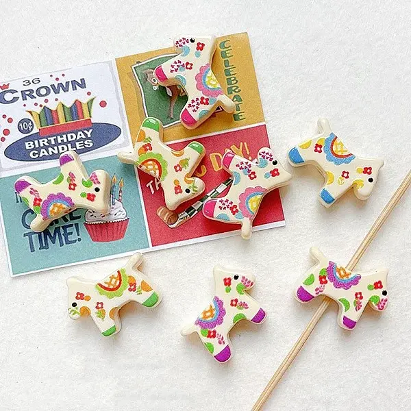 Winter Theme Printed Opaque Acrylic Beads