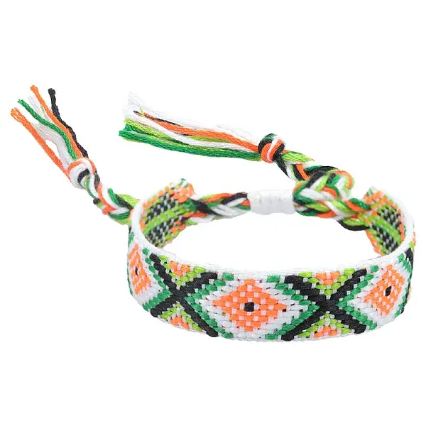 Polyester-cotton Braided Rhombus Pattern Cord Bracelet