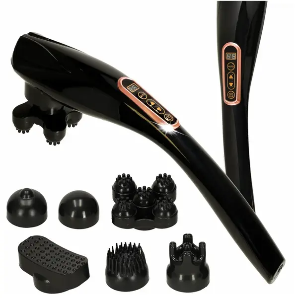 Vibračný masážny prístroj na chrbát a krk bezdrôtový čierny