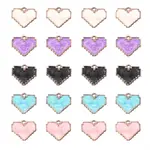 70Pcs 5 Colors Light Gold Plated Alloy Enamel Pendants