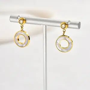 Cubic Zirconia Donut Dangle Stud Earrings