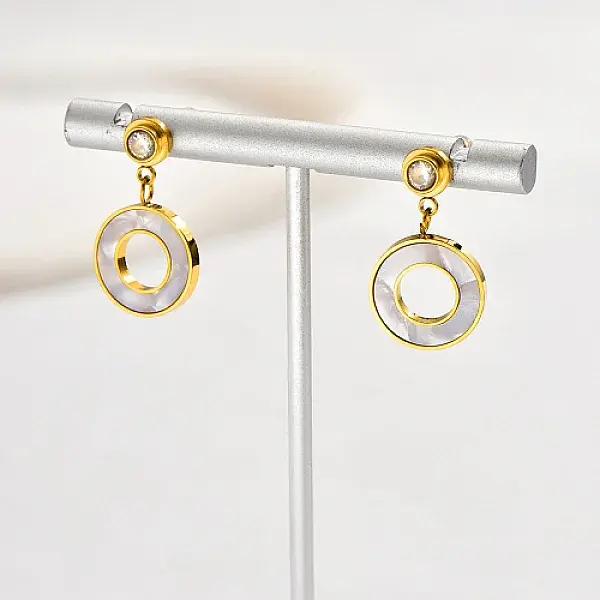 Cubic Zirconia Donut Dangle Stud Earrings